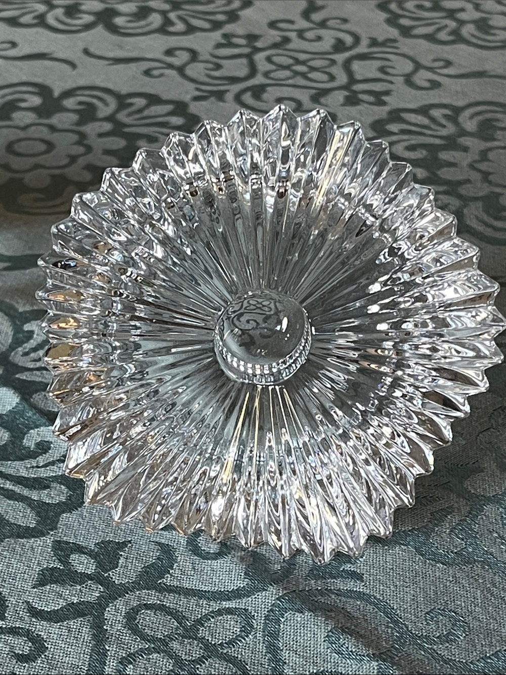 Pair of 1990’s Mikasa Crystal Sunburst Pattern Taper Candle Holders